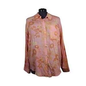 Z Supply women's Ruby long sleeve floral collared button‎ front shirt M